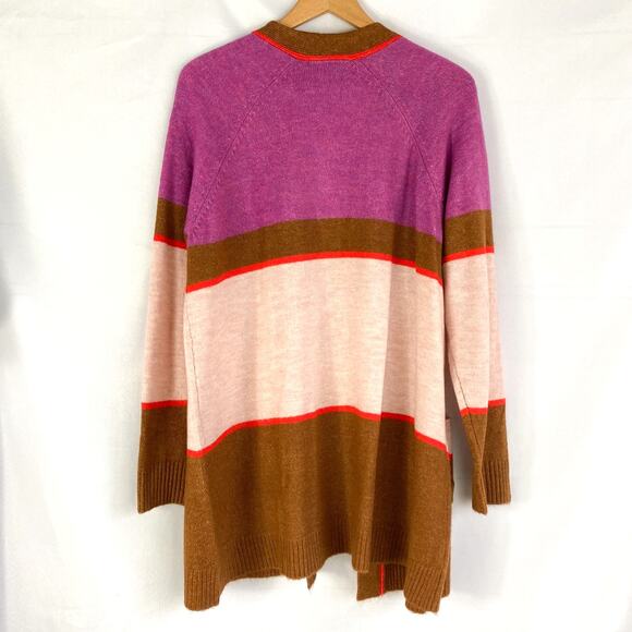 Lane Bryant Colorblock Cardigan Sweater Women 14/16 Pink Open Front Pockets NWT - Picture 3 of 9